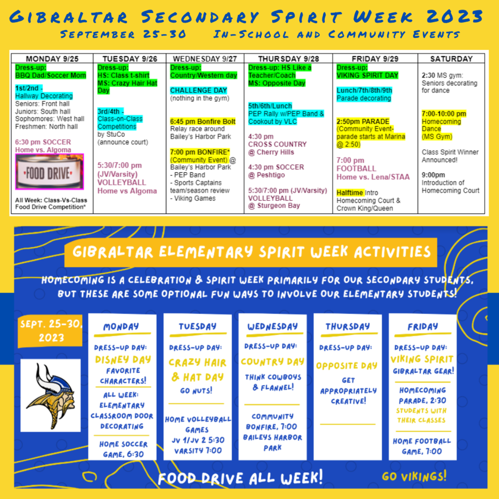 Spirit Week Events - 2023
